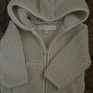 Rachel Zoe Cream Sherpa Hooded Zip Jacket